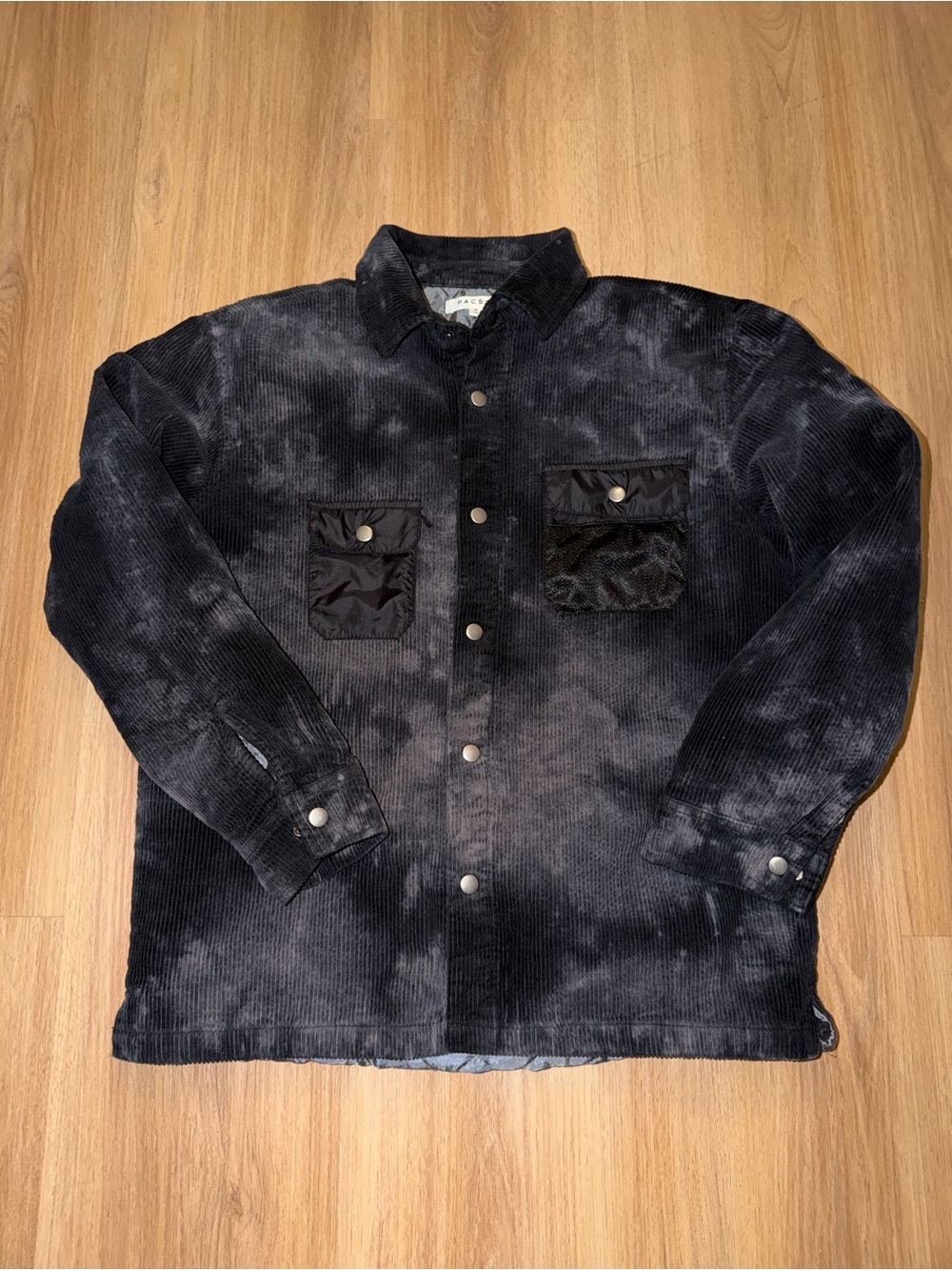 PacSun Men's Black Tie-Dye Corduroy Shirt Jacket